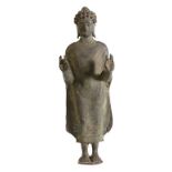 STANDING BRONZE BUDDHA, MON DVARAVATI STYLE, BUT PROBABLY 18TH CENTURY