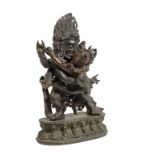 BRONZE FIGURE OF MAHAKALA, TIBET, 19TH CENTURY