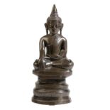 BRONZE SEATED BUDDHA, BURMESE, SHAN STATES, 19TH CENTURY