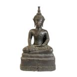 SEATED BRONZE BUDDHA, LAO, 19TH CENTURY