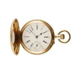 14CT GOLD CASED HALF HUNTER GENTLEMAN'S POCKET WATCH