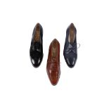 FERRAGAMO THREE PAIRS LACE-UP SHOES