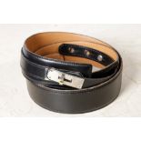 HERMES 'KELLY' BELT FASHIONED IN BLACK LEATHER