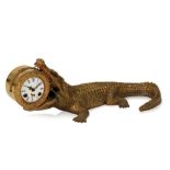 GILDED BRONZE 'CROCODILE TEARS' CLOCK