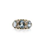 AQUAMARINE AND DIAMOND RING