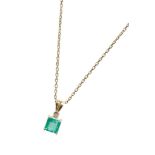 EMERALD AND DIAMOND PENDANT NECKLACE