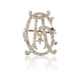 DIAMOND SET MONOGRAM BROOCH