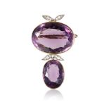 AMETHYST AND DIAMOND BROOCH / PENDANT