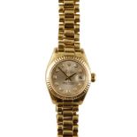 ROLEX 18CT GOLD OYSTER PERPETUAL DATEJUST LADY'S BRACELET WATCH