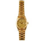 ROLEX: 18CT GOLD OYSTER PERPETUAL DAY-DATE SUPERLATIVE CHRONOMETER GENTLEMAN'S BRACELET WATCH