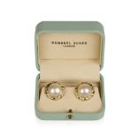 ANNABEL JONES A PAIR OF MABE PEARL AND DIAMOND EAR CLIPS