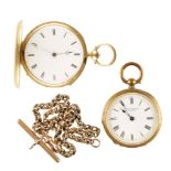9CT GOLD POCKET WATCH CHAIN and two pocket watches, c.12g ( 3 )