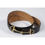 HERMES: SNAFFLE BIT BELT FASHIONED IN BLACK LEATHER