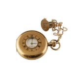 J.W.BENSON OF LONDON 9CT GOLD HALF HUNTER KEYLESS WIND GENTLEMAN'S POCKET WATCH