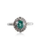 EMERALD AND DIAMOND CLUSTER RING