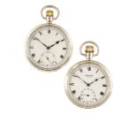 TWO VERTEX SILVER CASED OPEN FACE GENTLEMAN'S POCKET WATCHES