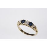 FIVE STONE SAPPHIRE AND DIAMOND RING