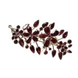 VICTORIAN GARNET FLORAL SPRAY BROOCH