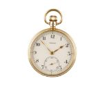 VERTEX 9 CT GOLD CASED OPEN FACE GENTLEMEN'S POCKET WATCH