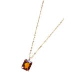 CITRINE AND DIAMOND PENDANT NECKLACE