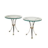 PAIR OF GLASS AND CHROME SIDE TABLES