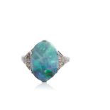 BLACK OPAL AND DIAMOND DRESS RING