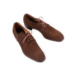 CHURCH'S: PAIR OF GENTLEMAN'S CHOCOLATE COLOURED BROWN SUEDE LEATHER LACE UP SHOES, size 9 1/2