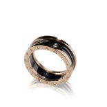 BULGARI B.ZERO 18K ROSE GOLD & BLACK CERAMIC RING