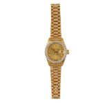 ROLEX 18CT GOLD AND DIAMOND OYSTER PERPETUAL DATEJUST LADY'S BRACELET WATCH