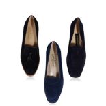 FERRAGAMO SHOES, two pairs suede loafers
