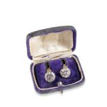 19TH CENTURY DIAMOND CLUSTER EAR STUDS