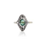 DIAMOND AND EMERALD RING