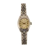 ROLEX LADIES OYSTER PERPETUAL DATE STAINLESS STEEL WRIST WATCH