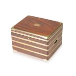 MAHOGANY AND BRASS BOUND HUMIDOR of rectangular form