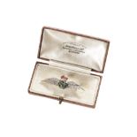 RAF DIAMOND AND ENAMELED SWEETHEART BROOCH