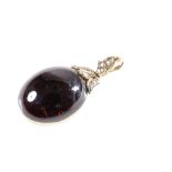 VICTORIAN CABOCHON GARNET AND DIAMOND PENDANT