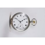 SILVER CASED HALF HUNTER GENTLEMAN'S POCKET WATCH