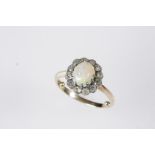 OPAL AND DIAMOND CLUSTER RING