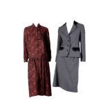 GIVENCHY: VINTAGE TWO PIECE LADIES GREY WOOL JACKET AND SKIRT SUIT