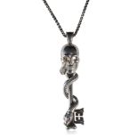 THEO FENNELL UNMARKED WHITE METAL SKULL KEY PENDANT