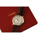 CARTIER 18 CT GOLD 'RONTONDE DE CARTIER' GENTLEMAN'S MANUAL WIND WRIST WATCH