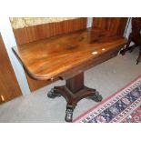 A REGENCY MAHOGANY FOLD OVER TOP CARD TABLE, 36" wide