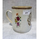 A CHINESE EXPORT FAMILLE ROSE MUG decorated with conjoined initials