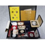 A SIERRA LEONEAN LEONE in fitted case with certificate, other world silver proof coins and other