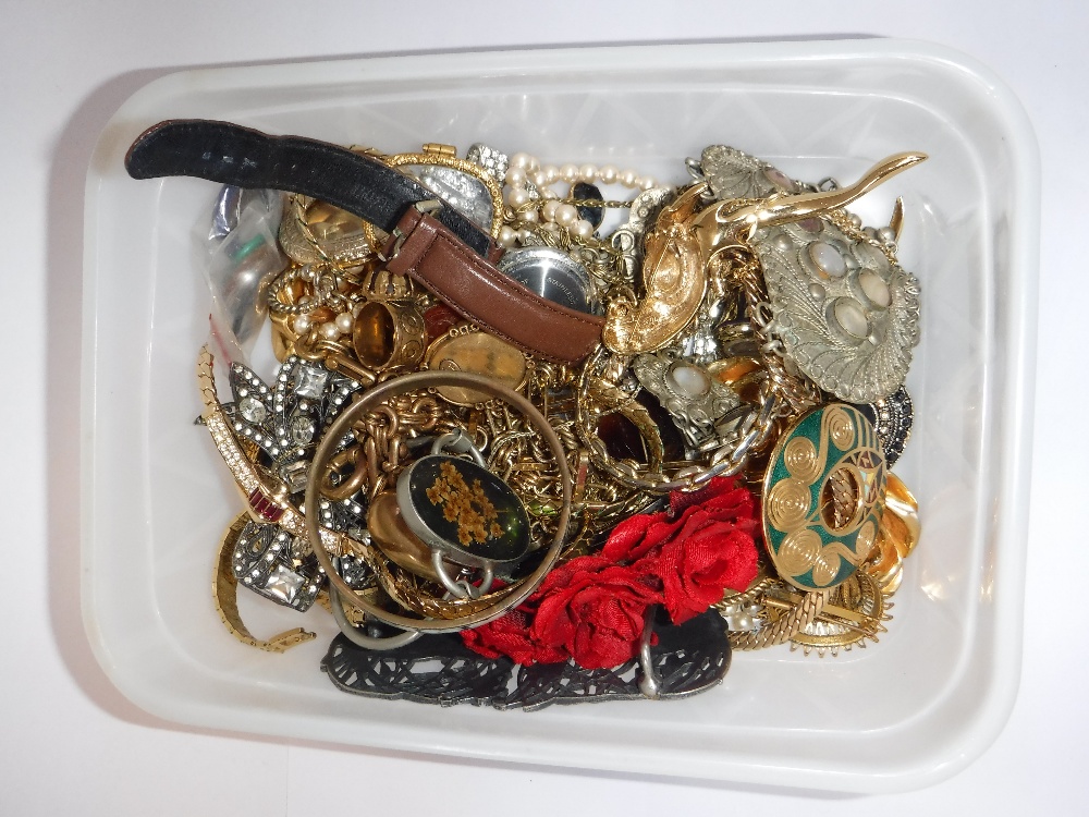 A COLLECTION OF COSTUME JEWELLERY, a Tissot wristwatch and other items