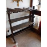 A 19TH CENTURY OAK BOOT RACK, 41" high x 37" wide