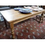 A VICTORIAN STYLE PINE FARMHOUSE TABLE, 35.5" wide x 72" long