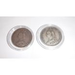 A VICTORIAN DOUBLE FLORIN, 1887 and one other 1889 (2)