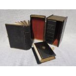 A VICTORIAN TORTOISESHELL BOUND PRAYER BOOK with gilt fittings, two Victorian Bibles and an