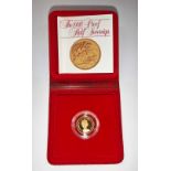 AN ELIZABETH II PROOF HALF SOVEREIGN, 1980 in presentation case with certificate